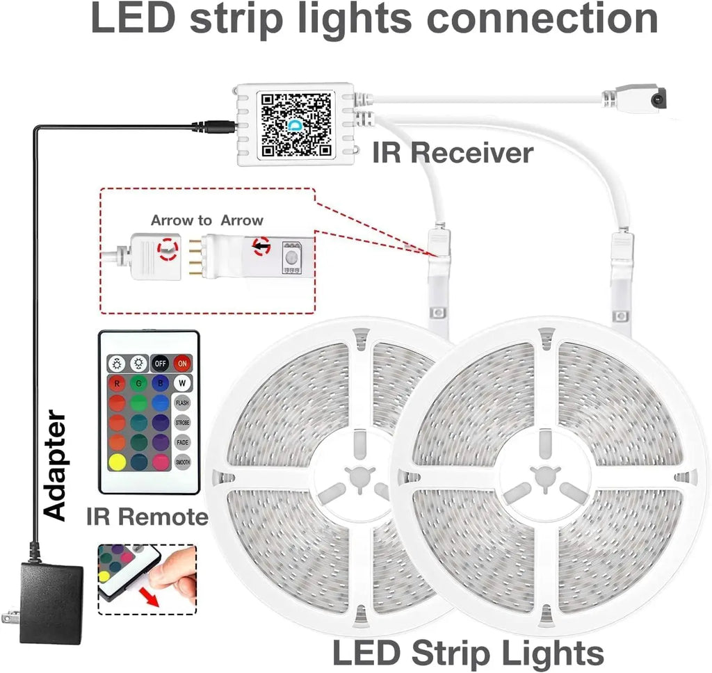 50-130ft LED Strip Lights RGB with Remote 24V