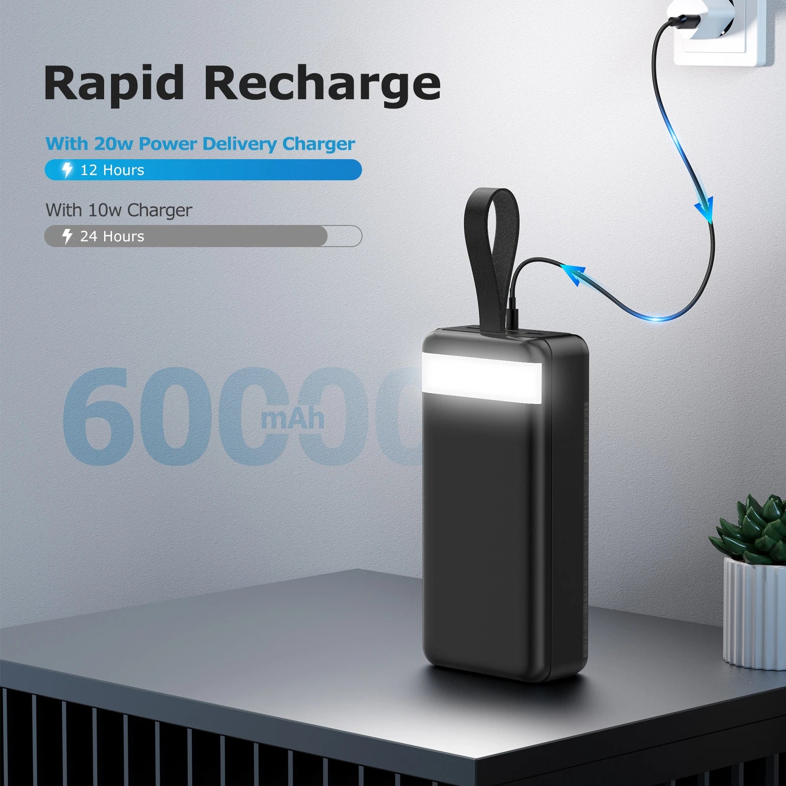 USA STOCK PD 22.5W Power Bank 36000mah 60000mah Outdoor Power Bank Portable Power Station