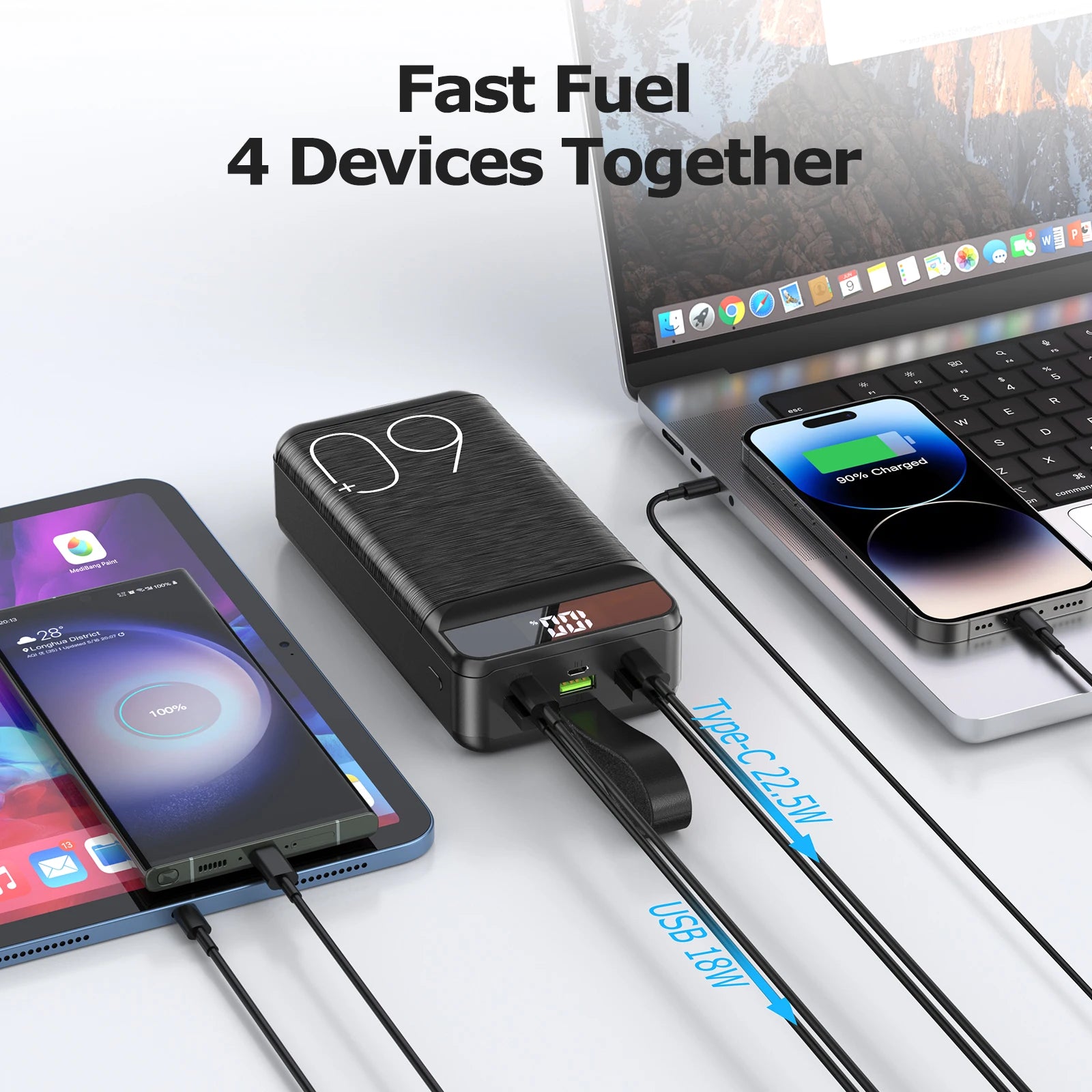 USA STOCK PD 22.5W Power Bank 36000mah 60000mah Outdoor Power Bank Portable Power Station