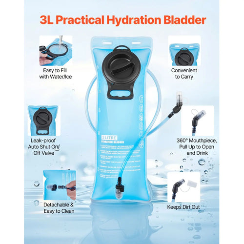 15L Insulated Hydration Pack Backpack for Hiking Men's Sports Duffle Bag with 3L TPU Water Bladder Hydration Backpack Storage